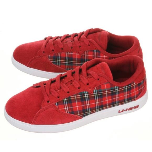 LI-Ning low top - lace-up red plaid shoes - size 6.5 - Picture 1 of 8
